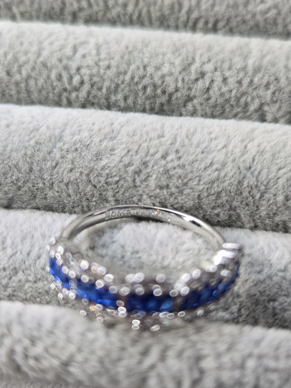 Size 7 Blue Topaz Bomb Party Rhodium Plated Ring